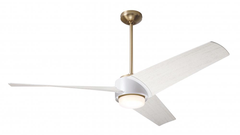 Ambit DC Fan- Satin Brass/Matte White Finish; 56" Whitewash Blades; 17W LED (Satin Brass Trim)