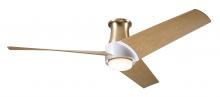 Modern Fan Co. AMB-FM-SBMW-56-MP-870-RC - Ambit Flush DC Fan- Satin Brass/Matte White Finish; 56" Maple Blades; 17W LED (Satin Brass Trim)