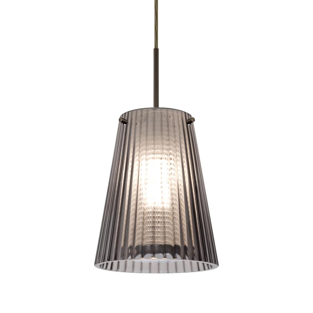 Besa Dion Pendant, Smoke Shade, Bronze Finish, 1x9W LED