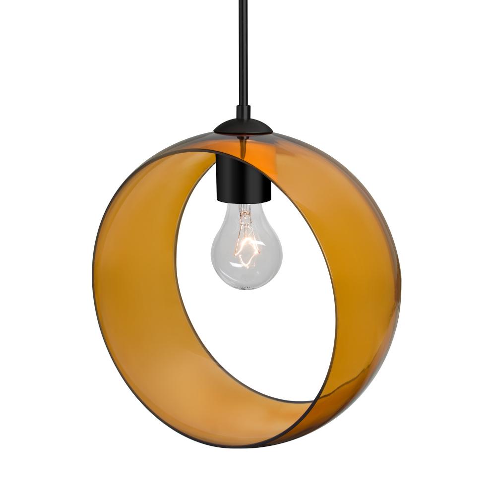 Besa, Plato Cord Pendant, Amber, Black Finish, 1x60W MAX E26 Base