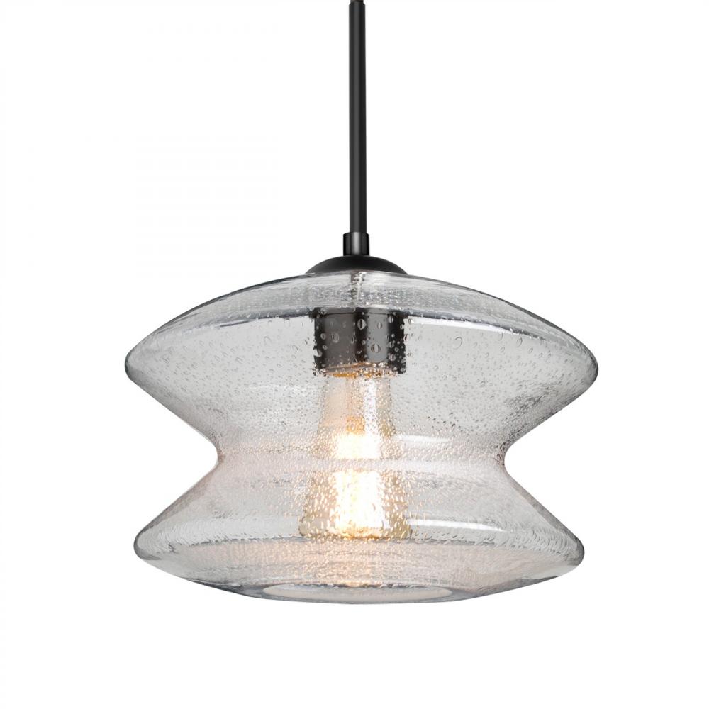 Besa, Zen Cord Pendant, Clear Bubble, Black Finish, 1x8W LED Filament