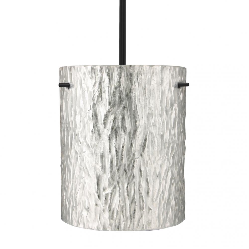 Besa Stem Pendant Tamburo 8 Black Stone Silver Foil 1x100W MAX E26 Base