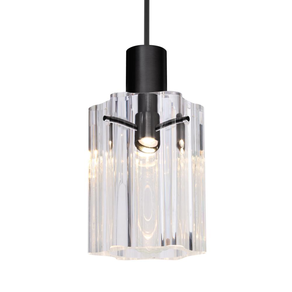 Besa Ice 4 Pendant, Clear Glass, Black Finish, 1x3W LED