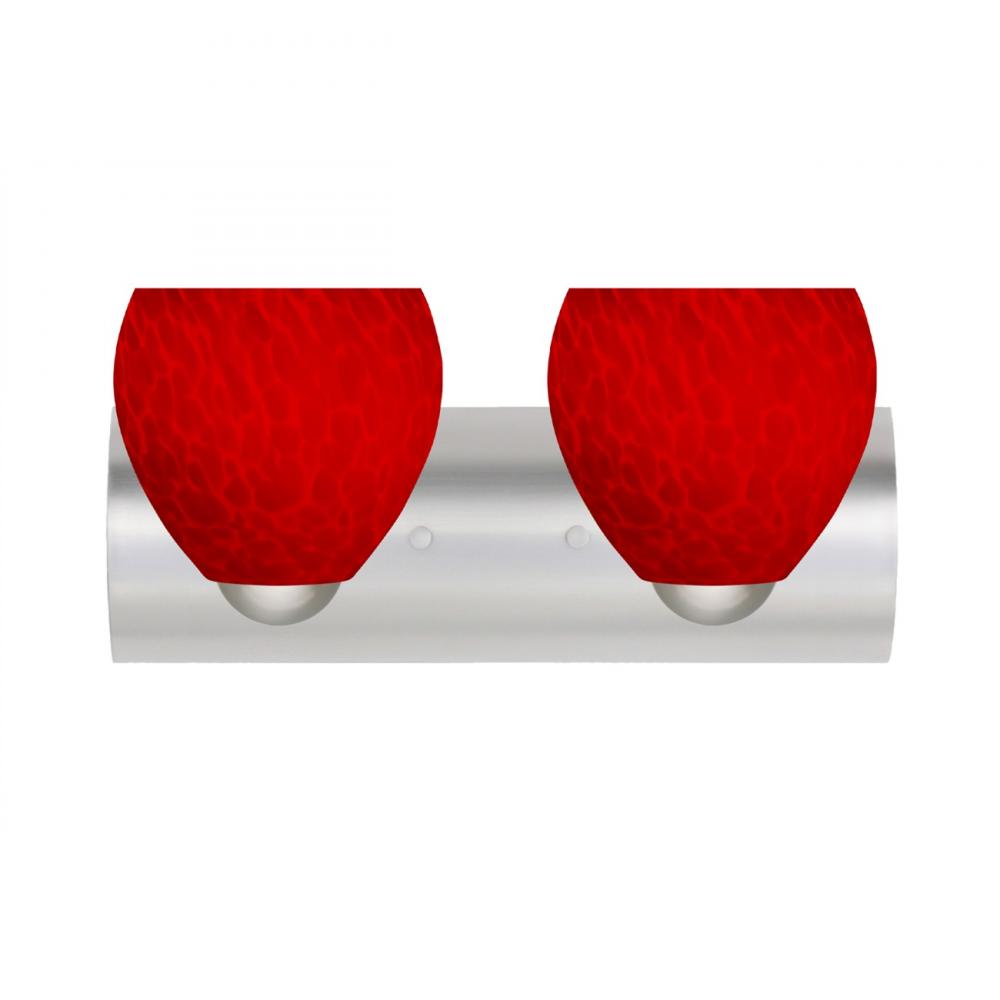 Besa, Bolla Vanity, Red Cloud, Satin Nickel Finish, 2x9W LED
