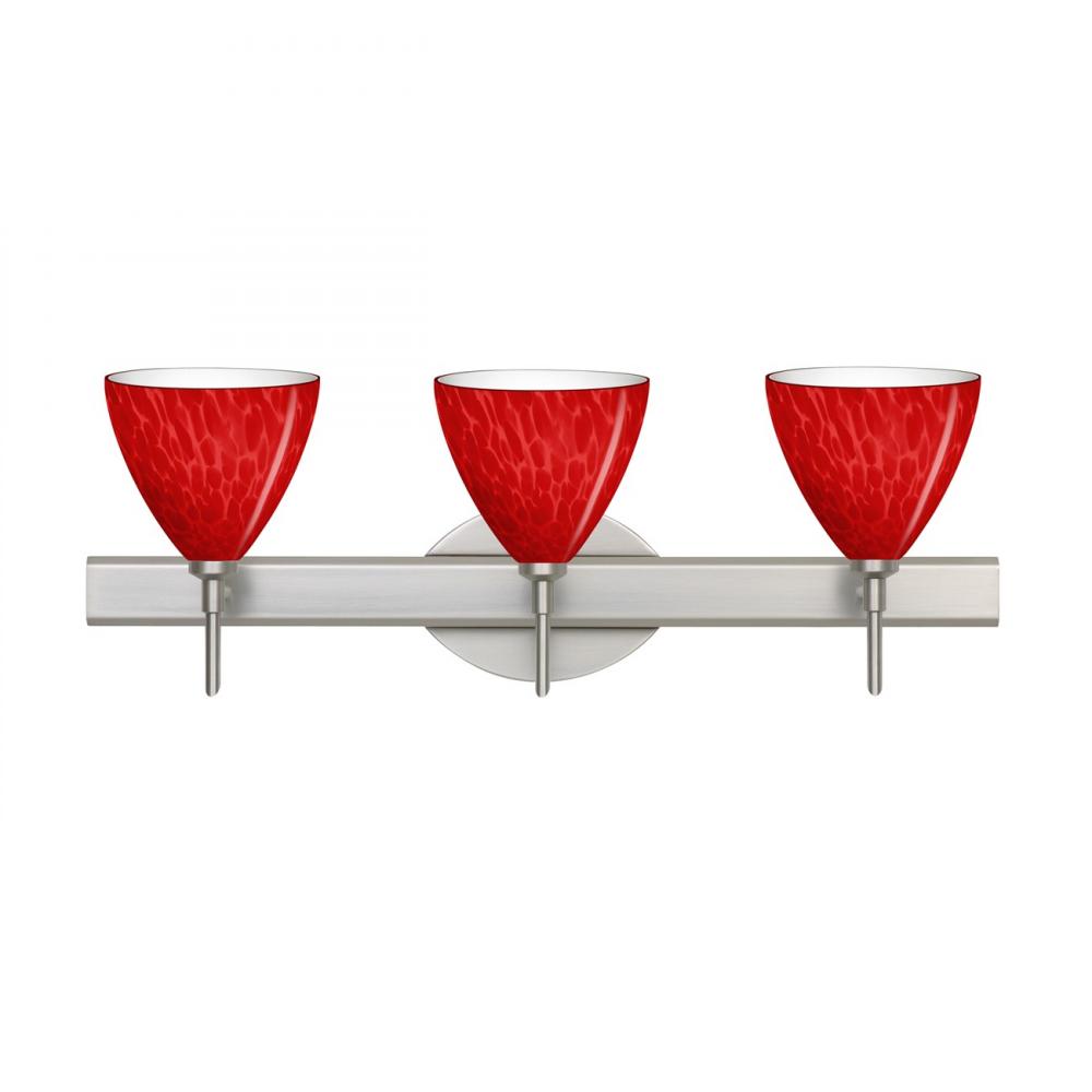 Besa, Mia Vanity, Red Cloud, Satin Nickel Finish, 3x40W G9 Base