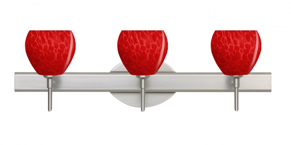 Besa, Tay Tay Vanity, Red Cloud, Satin Nickel Finish, 3x5W LED