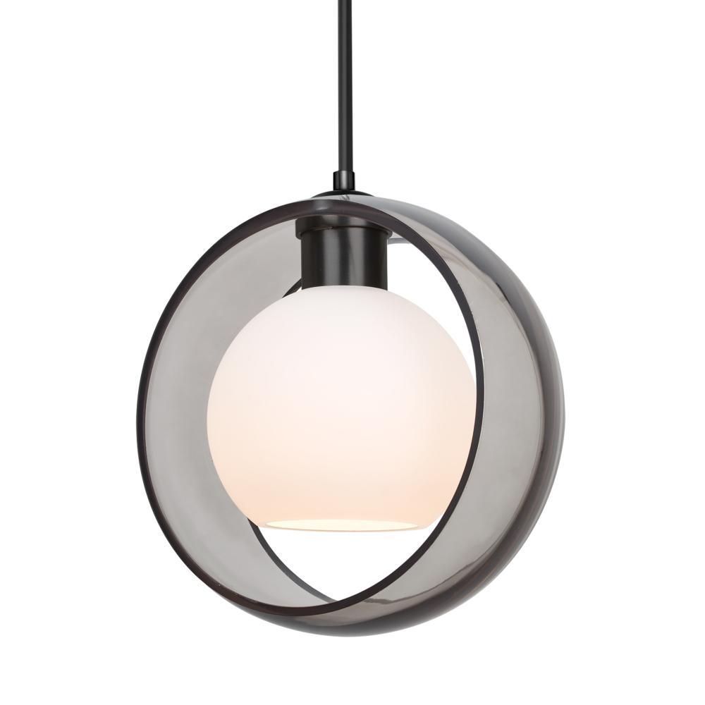 Besa Mana Pendant For Multiport Canopy, Smoke/Opal, Black Finish, 1x60W MAX E26 Base