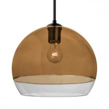 Besa Lighting 1JC-ALLY12AM-BK - Besa, Ally 12 Cord Pendant, Amber/Clear, Black Finish, 1x60W MAX E26 Base