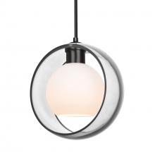 Besa Lighting 1JC-MANACL-BK - Besa Mana Pendant, Clear/Opal, Black Finish, 1x60W MAX E26 Base