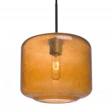 Besa Lighting 1JC-NILES10AM-EDIL-BK - Besa Niles 10 Pendant, Amber Bubble, Black Finish, 1x4W LED Filament