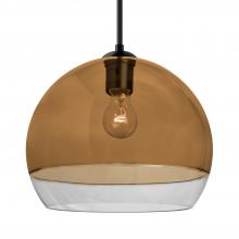 Besa Lighting 1JT-ALLY12AM-BK - Besa, Ally 12 Cord Pendant, Amber/Clear, Black Finish, 1x60W MAX E26 Base