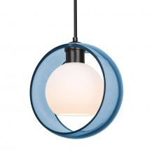 Besa Lighting J-MANABL-BK - Besa Mana Pendant For Multiport Canopy, Blue/Opal, Black Finish, 1x60W MAX E26 Base