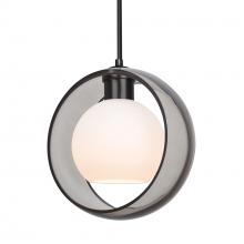Besa Lighting J-MANASM-BK - Besa Mana Pendant For Multiport Canopy, Smoke/Opal, Black Finish, 1x60W MAX E26 Base