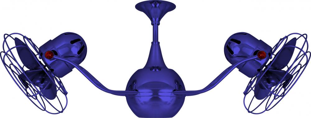 Vent-Bettina 360° dual headed rotational ceiling fan in Safira (Blue) finish with metal blades.