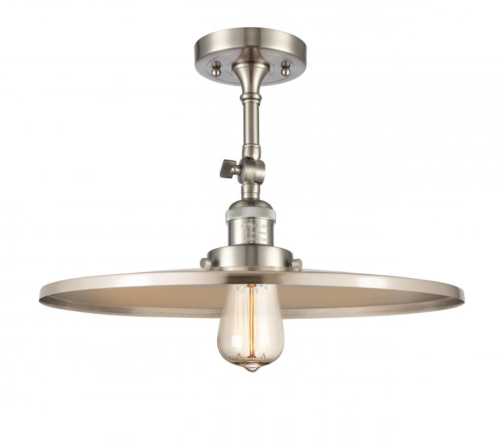 Railroad - 1 Light - 16 inch - Brushed Satin Nickel - Adjustable Semi-Flush Mount
