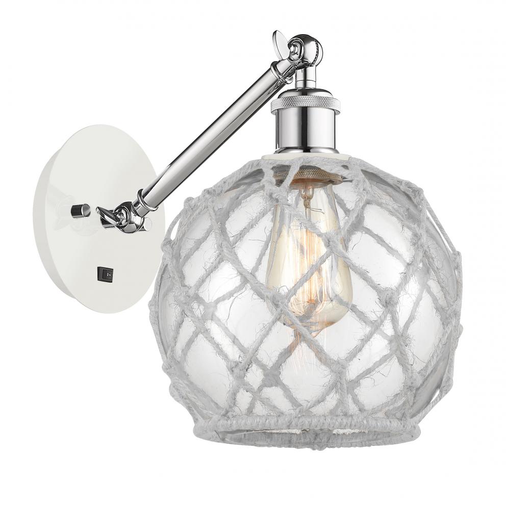 Farmhouse Rope - 1 Light - 8 inch - White Polished Chrome - Adjustable Sconce