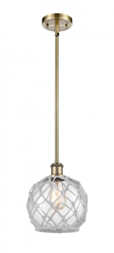 Farmhouse Rope - 1 Light - 8 inch - Antique Brass - Stem hung - Mini Pendant