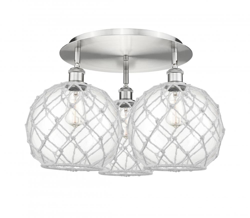 Farmhouse Rope - 3 Light - 22 inch - Satin Nickel - Flush Mount