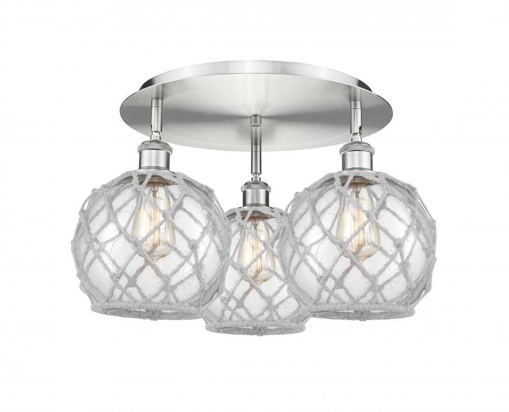 Farmhouse Rope - 3 Light - 20 inch - Satin Nickel - Flush Mount