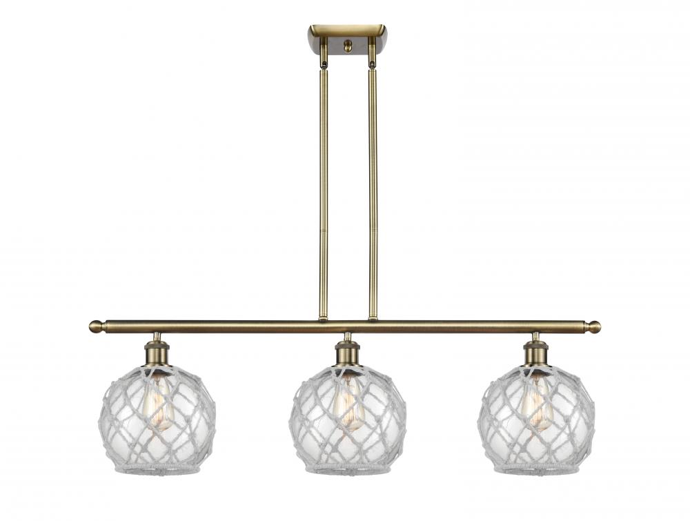 Farmhouse Rope - 3 Light - 36 inch - Antique Brass - Stem Hung - Island Light