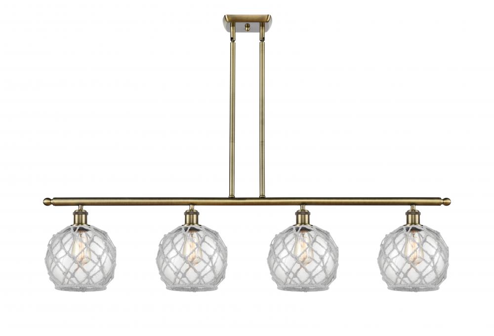 Farmhouse Rope - 4 Light - 48 inch - Antique Brass - Stem Hung - Island Light