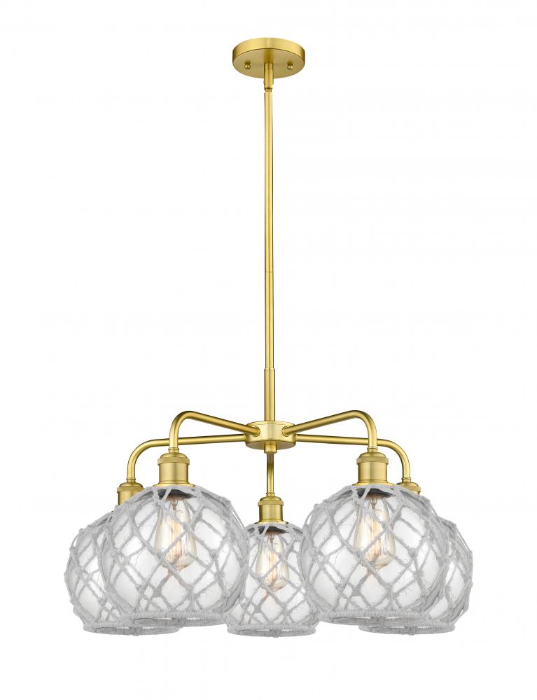 Farmhouse Rope - 5 Light - 27 inch - Satin Gold - Stem hung - Chandelier