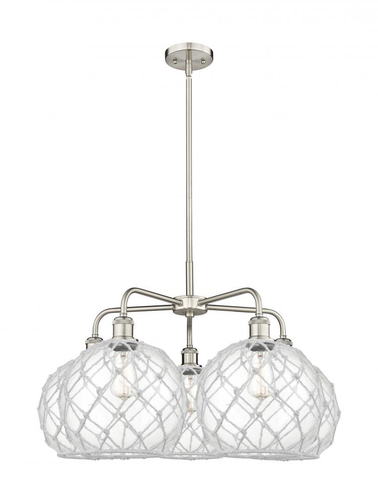Farmhouse Rope - 5 Light - 29 inch - Satin Nickel - Stem hung - Chandelier