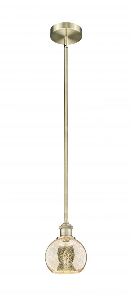 Athens - 1 Light - 6 inch - Antique Brass - Cord hung - Mini Pendant