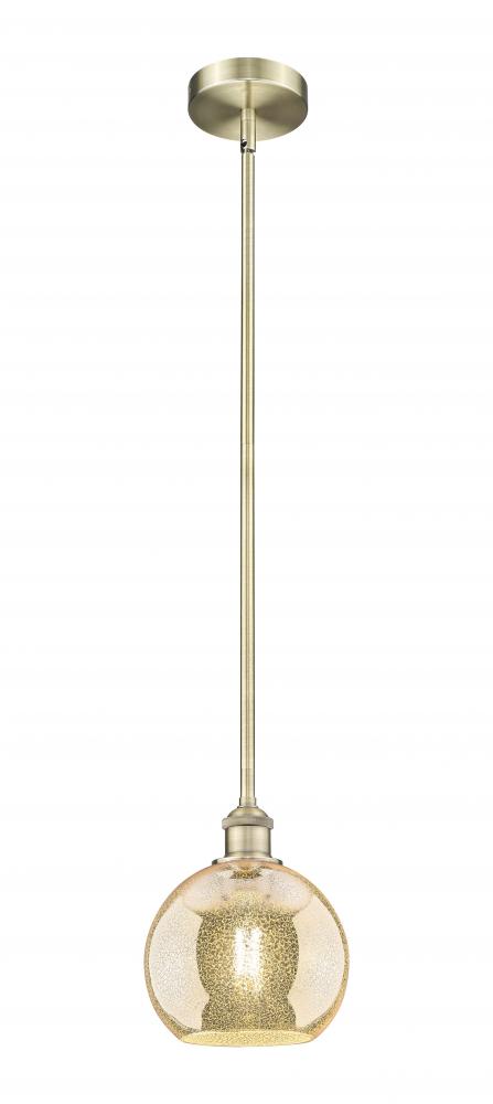 Athens - 1 Light - 8 inch - Antique Brass - Cord hung - Mini Pendant