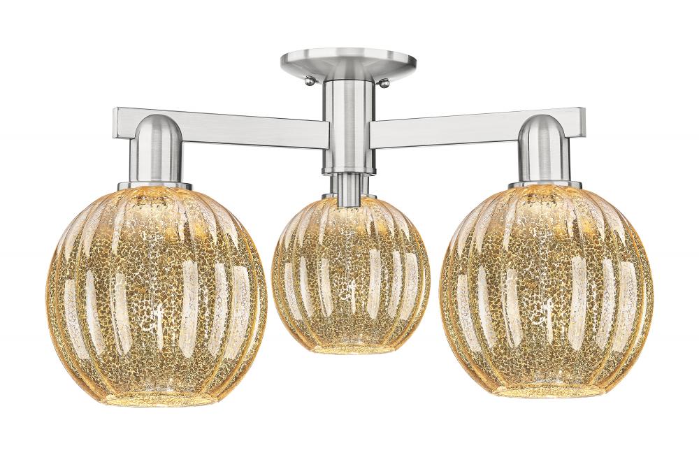 Preston - 3 Light - 6 inch - Brushed Satin Nickel - Semi-Flush Mount