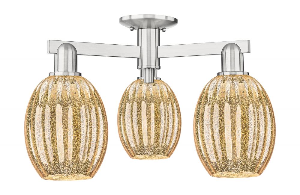 Preston - 3 Light - 6 inch - Brushed Satin Nickel - Semi-Flush Mount
