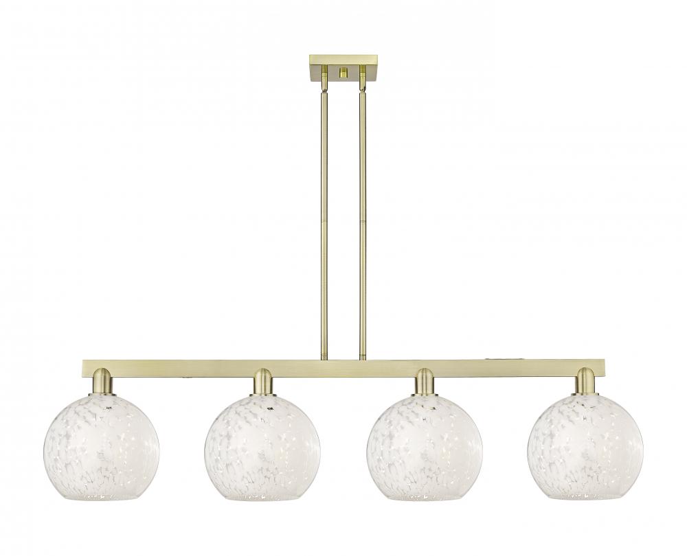 White Mouchette - 4 Light - 53 inch - Black Antique Brass - Stem hung - Island Light