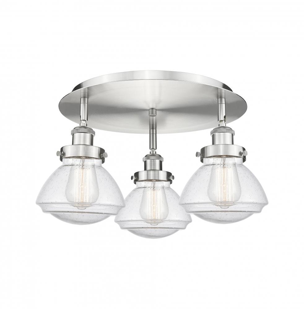 Olean - 3 Light - 19 inch - Satin Nickel - Flush Mount