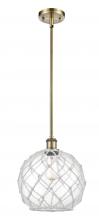 Innovations Lighting 516-1S-AB-G122-10RW - Farmhouse Rope - 1 Light - 10 inch - Antique Brass - Stem hung - Mini Pendant