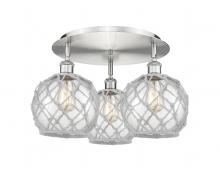 Innovations Lighting 516-3C-SN-G122-8RW - Farmhouse Rope - 3 Light - 20 inch - Satin Nickel - Flush Mount