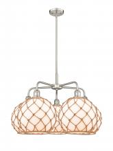 Innovations Lighting 516-5CR-SN-G121-10RB - Farmhouse Rope - 5 Light - 29 inch - Satin Nickel - Stem hung - Chandelier