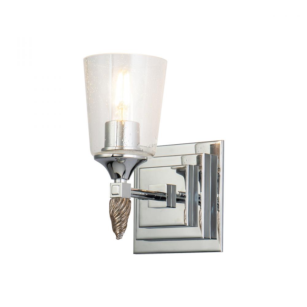 Vetiver 1 Light Wall Sconce in Polished Chrome with Silver Accent