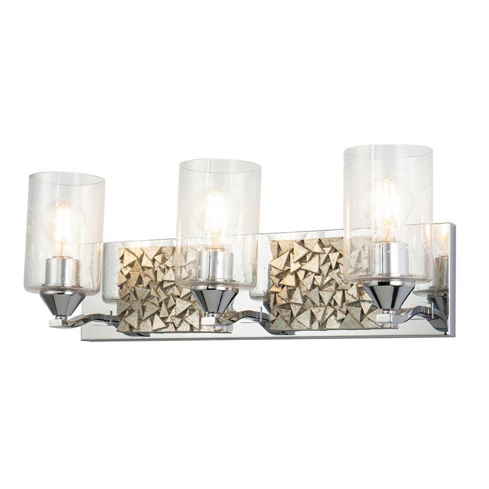 Bocage 3 Light Bath Bar In Polished Chrome And Silver
