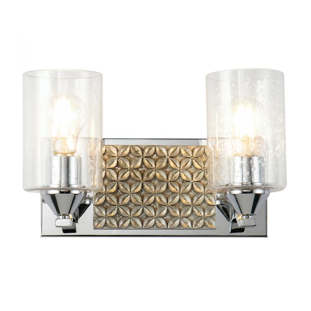 Arcadia 2 Light Bath Vanity in Polished Chrome and Silver