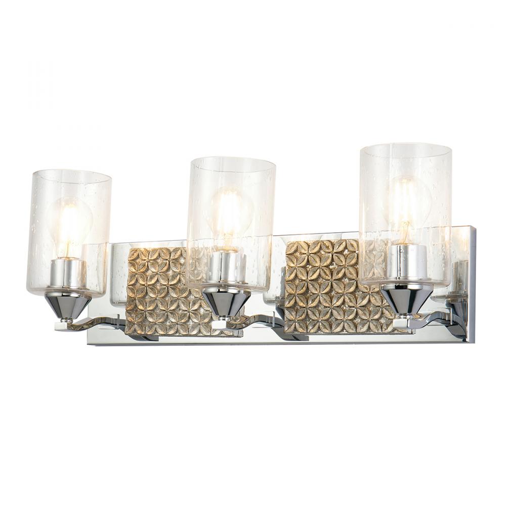 Arcadia 3 Light Bath Bar in Polished Chrome and Silver