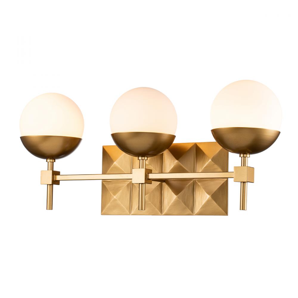 Deco 3 Light Bath Bar in Lacquered Gold