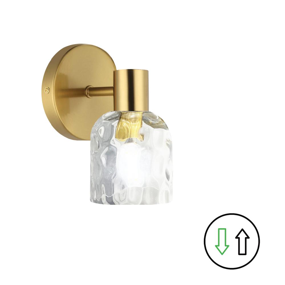 1 Light Aged Brass Wall Sconce w/ Clear Water Glass