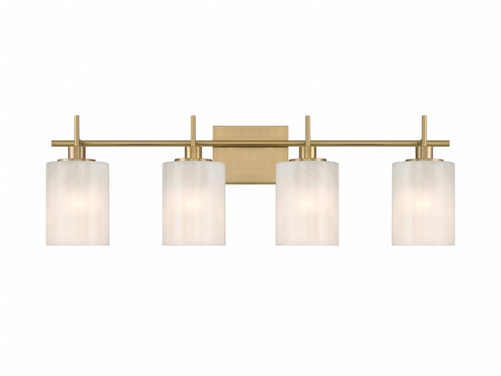 4-Light Bathroom Vanity Light in Natural Brass