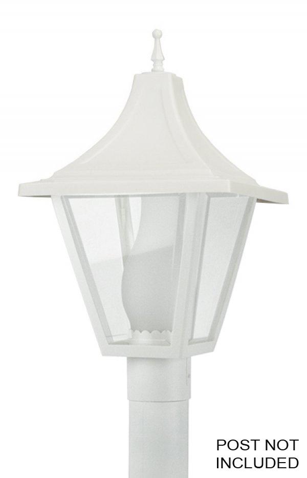 VANGUARD POST LANTERN WHITE W/CLEAR BEVELED LENS