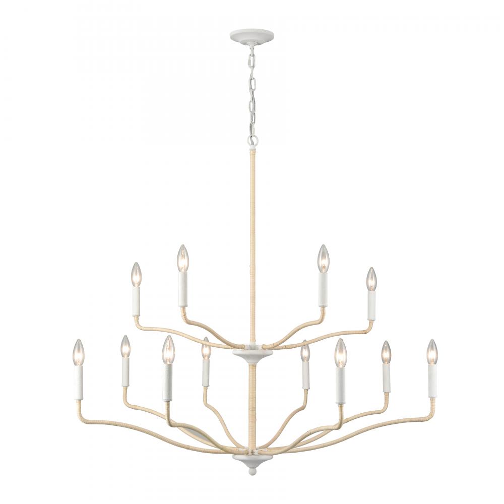 Breezeway 40'' Wide 12-Light Chandelier - White Coral